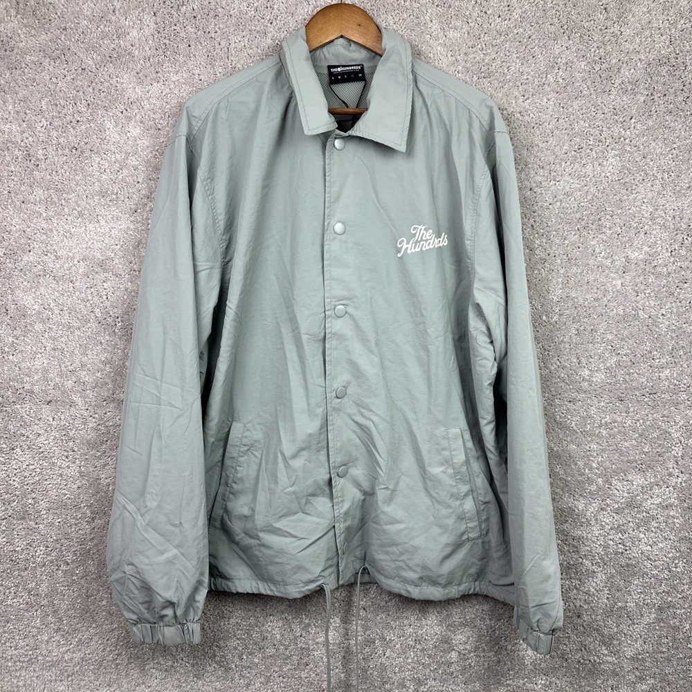The Hundreds Coach Jacket Windbreaker Grey Nylon Button Up Mesh Lined‎ Size XL